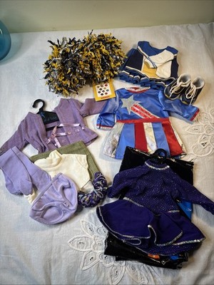 Lot American Girl Robe Slippers, Molly's Victory, Cheerleader Pom Pom Skating
