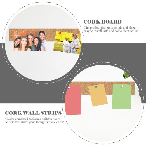 3 Pcs Self-adhesive Cork Strips Corkboards Office Bulletin Cstrips - Picture 5 of 12