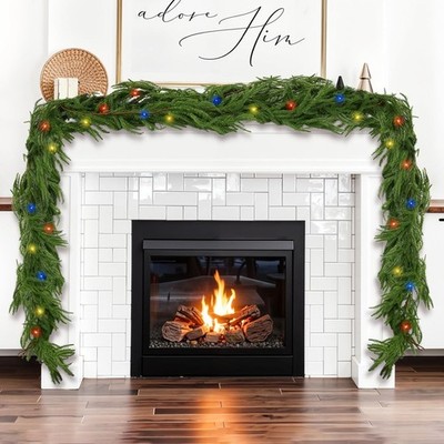 9 Ft. Norfolk Pine Garland Multi Color Lighted Christmas Decor Outdoor/Indoor