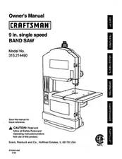 Owner's Manual & Parts List  Sears Craftsman 9" Band Saw - Model 315.214490