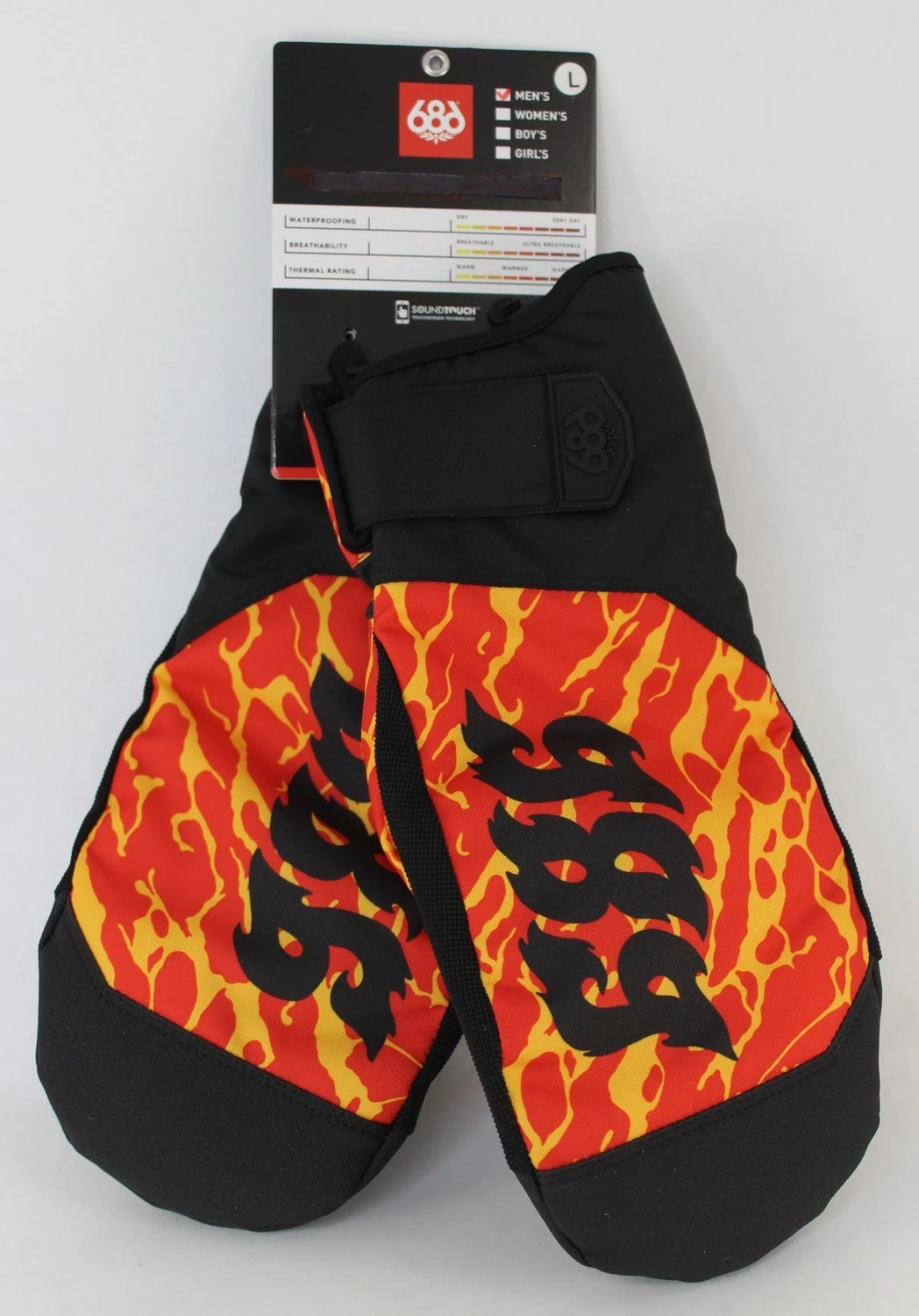 686 Primer Winter Snow Mitts, Men's Large True Red Fracture New