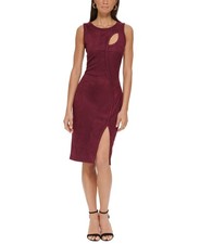 Guess Women's Stretch-Faux-Suede Cut-Out Bodycon Dress size 2