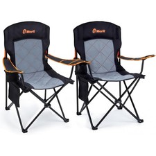 EMERIT 2 Pack Oversized Padded Camping Chair, 350LB Heavy Duty Quad Fold Chair