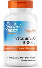 2-Pack Doctor's Best Vitamin D3 1000 IU Softgels for Men Women Exp:7/27