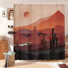 Boho Western Shower Curtain Modern Southwestern Mountain Cactus Arizona Desert S