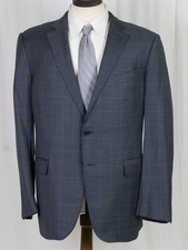 Ermenegildo Zegna AChillFarm Wool  Silk Medium Grey Windowpane SUIT 44 R