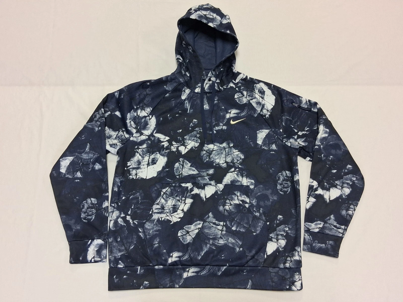 Nike Therma Fit Hoodie Abstract Floral Print Navy Blue White Men's Size Large