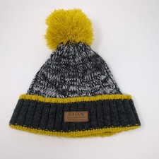 Igloos Yellow Gray Pom Winter Knit Mens One Size Cuffed Beanie Hat Cap