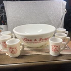 Vintage McKee Hazel Atlas Tom And Jerry Punch Bowl /Eggnog Set With 6 Cups Mugs