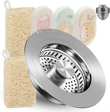 Premium 3 in 1 Kitchen Sink Drain Strainer Stopper  Stainless Steel Sliver