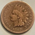 1867 Indian Head Cent Philadelphia Scarce Date Circ JC2038