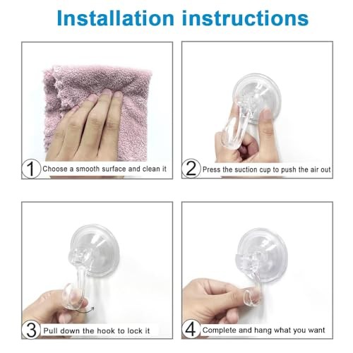 Clear Suction Cup Wreath Hooks Heavy Duty Reusable Wall Mount 3 Pcs