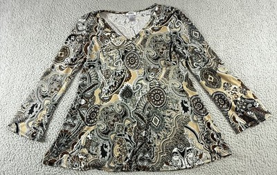 Monroe and Main Multicolor Womens L Paisley Floral Boho Psychedelic USA Made Top
