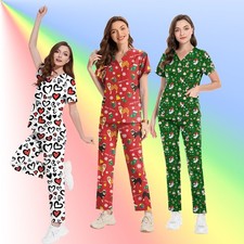 Women's Custom V-Neck Drawstring Scrubs Modern Design Versatile Set