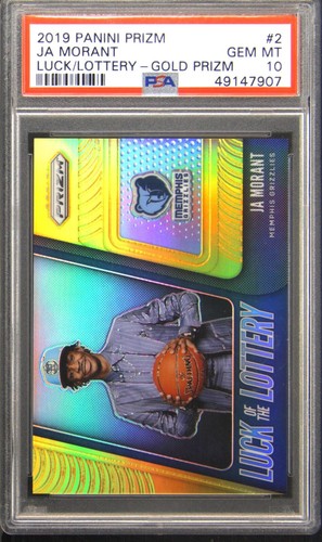 2019 PANINI PRIZM LUCK OF THE LOTTERY GOLD PRIZM #2 JA MORANT RC 5/10 PSA 10