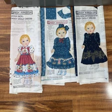 3 Daisy Kingdom Doll Dress Cut Sew Panels 17”-19”  See Description