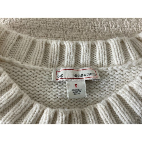 Gap Girl's Ivory Cable Knit Sweater Size Small Long Sleeve Cotton Blend - Picture 6 of 10