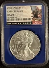 2017 $1 American Silver Eagle 1oz .999 Silver NGC MS 70 Early Release Blue Case