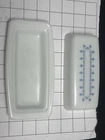 Pyrex Vintage Snowflake Garland Blue Covered Butter Dish & Lid #72-B Excellent