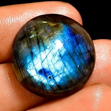 28 Ct Natural Labradorite Blue Round Shape Cabochon Loose Gemstone 21X21X7 mm