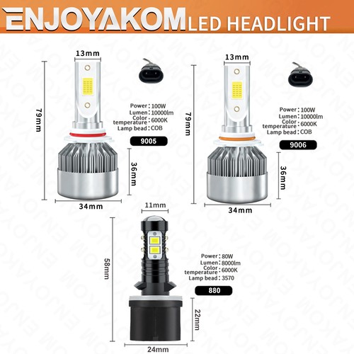 For GMC Sierra 2500 2000-2002 LED Headlights High-Low Beam+Fog Light Bulb 6x - Picture 6 of 11