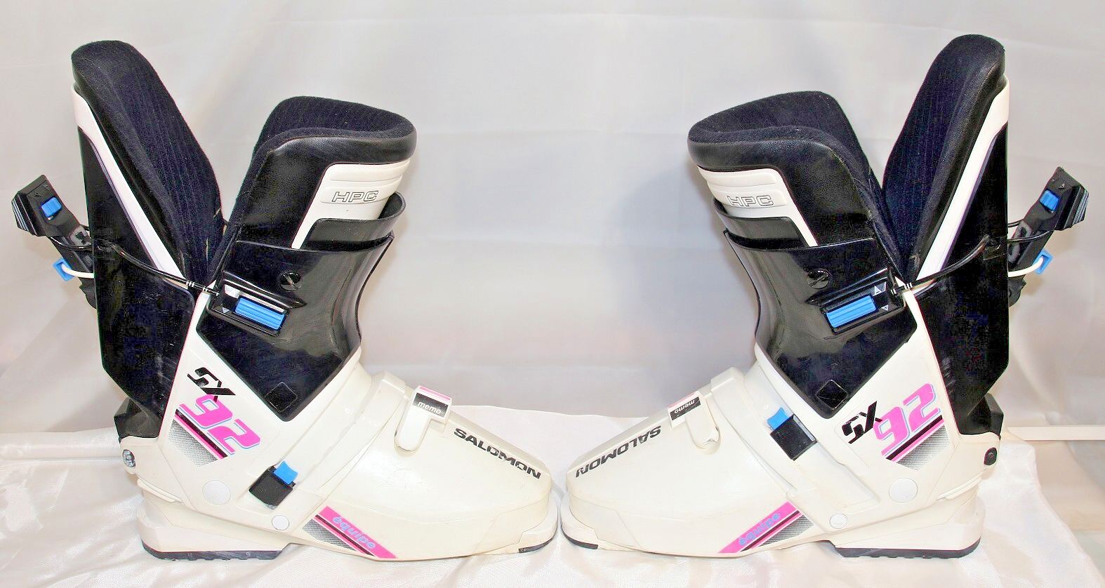 Scarponi da sci vintage Salomon SX92 HPC uomo taglia 335 archi regolabili bianco C1980s 90s