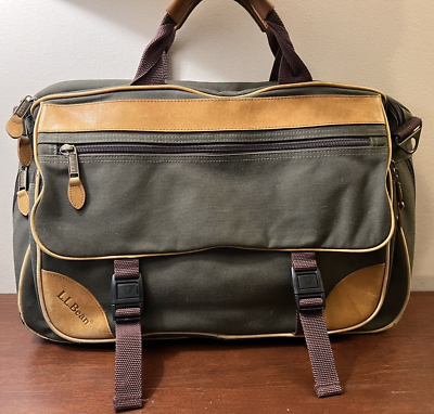 Vintage LL BEAN Messenger Lap Top Bag Shoulder Leather and Vintage LL BEAN Messenger Lap Top Bag Shoulder Leather and