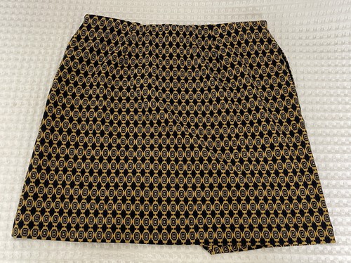 CAbi Women’s Medium Kensington Proper Standout Mustard Navy Pull On Mini Skirt - Picture 3 of 12