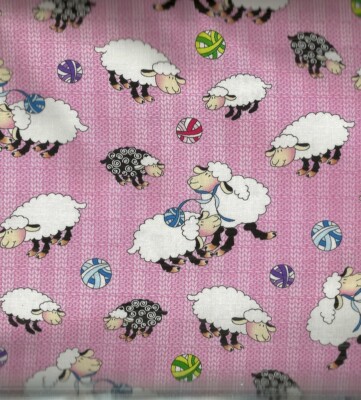 Knit Chicks sheep pink Henry Glass farm fabric