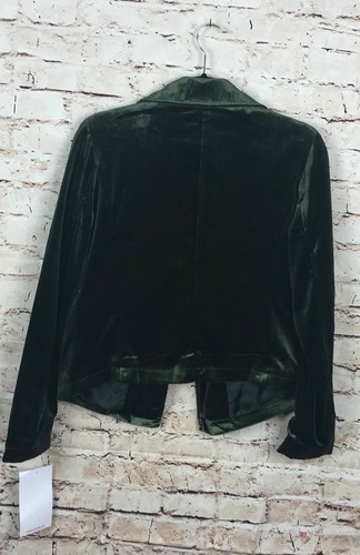 Badgley Mischka Jacket Coat size medium large green black motorcycle biker New - Picture 3 of 3