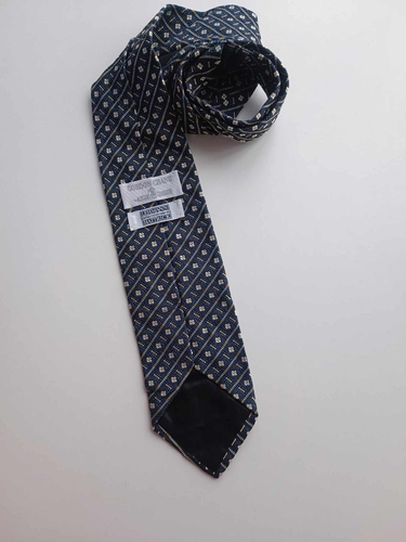 CRAVATTA GORDON CRANE BY ATLAS DESIGN PURE SILK VINTAGE BLU TIE SETA - Picture 5 of 6