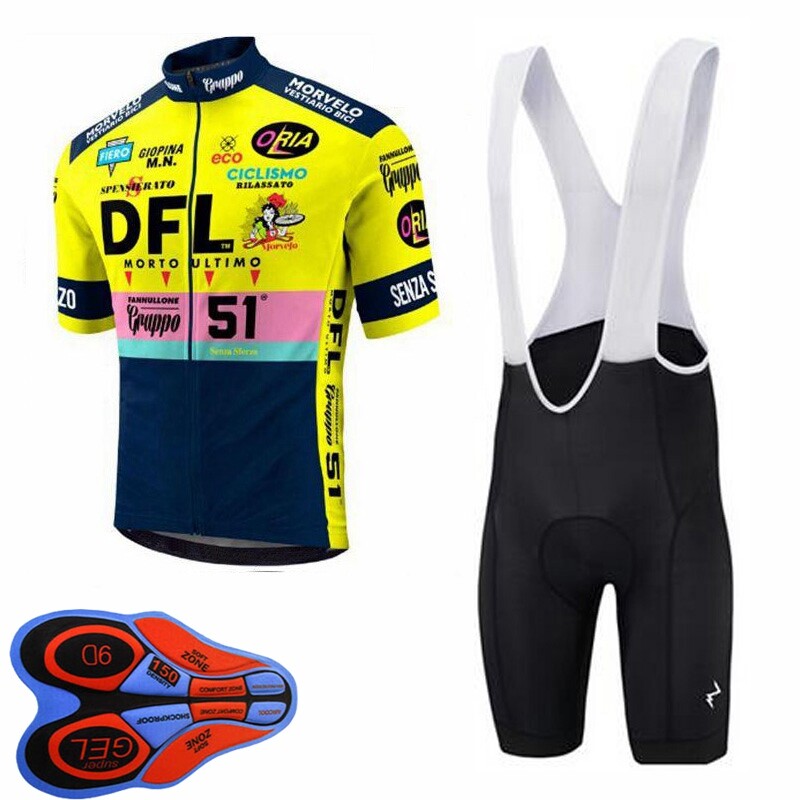 Mens Team Cycling Jersey Cycling Short Sleeve Bib Shorts Set Bike