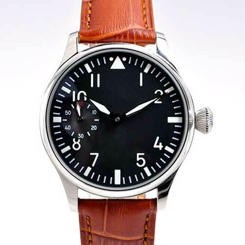 44 mm estéril 6497 reloj mecánico para hombre esfera negra cuero movimiento de cuerda manual - Imagen 10 de 37