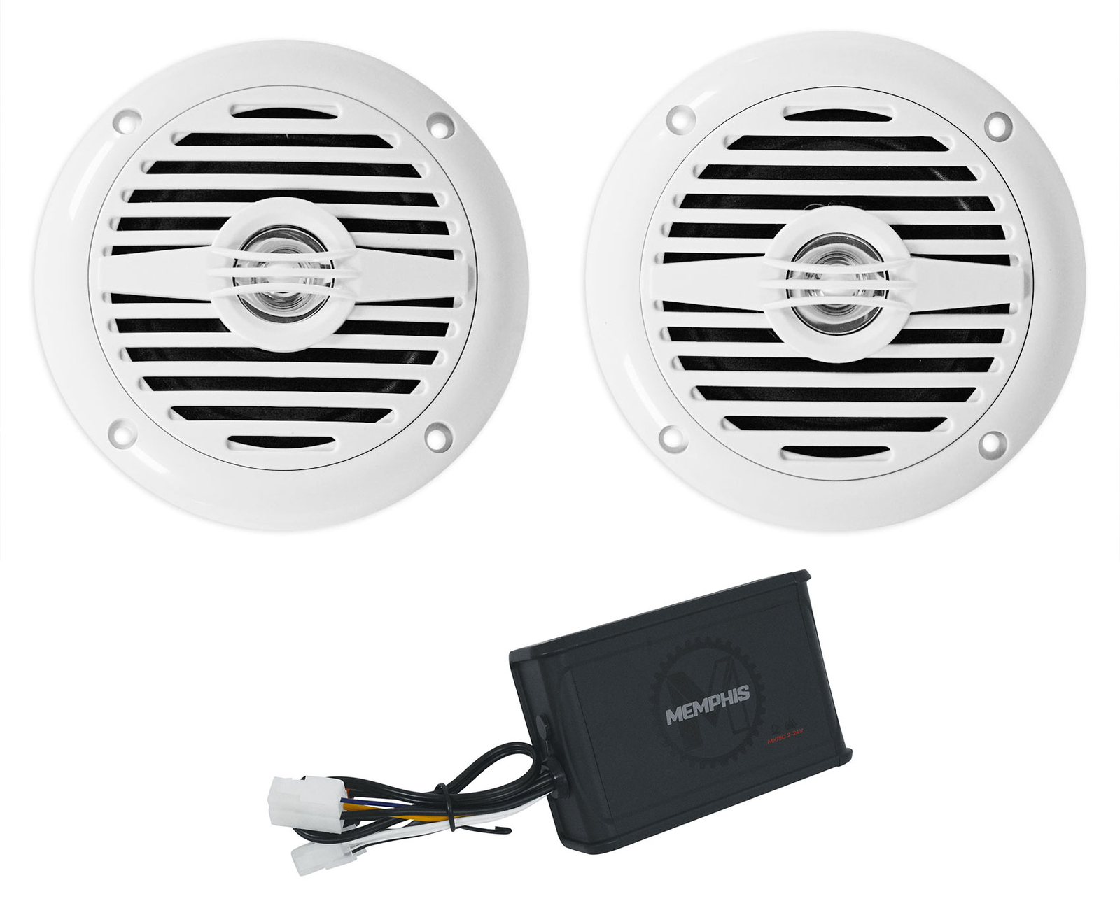 Усилитель Memphis Audio MX1502-24V для мотоцикловRZRUTV2 4 динамика белого цвета