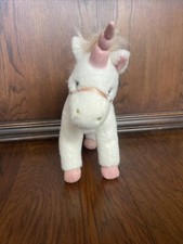 FAO Schwarz White Pink UNICORN Plush Stuffed Animal Glitter Eyes 12"