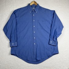 Brooks Brothers Button Down Shirt Mens 17-33 Blue Preppy Dress Made in USA