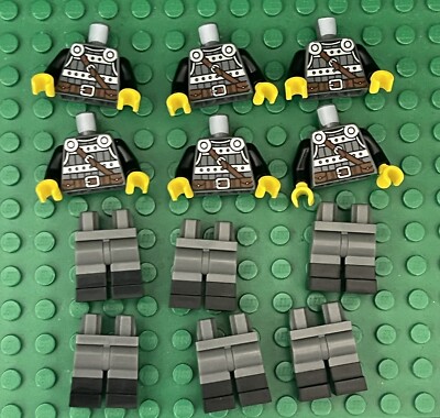 Lego 6 Viking Warrior torso and 6 dark bluish gray legs with black boots pattern