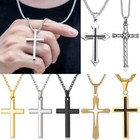 60 CM Simple Metal Jesus Cross Crucifix Pendant Necklace Jewellery Men Women