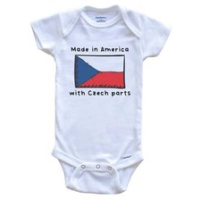 Made In America With Czech Parts Czech Republic Flag One Piece Baby Bodysuit