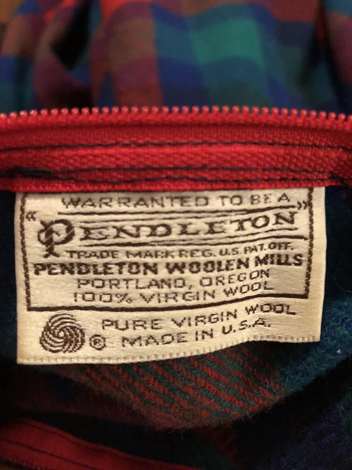 1950’s Pendleton Woolen Mills Red Plaid Fringe 100% Wool Blanket Shawl Vintage - Image 2 of 4