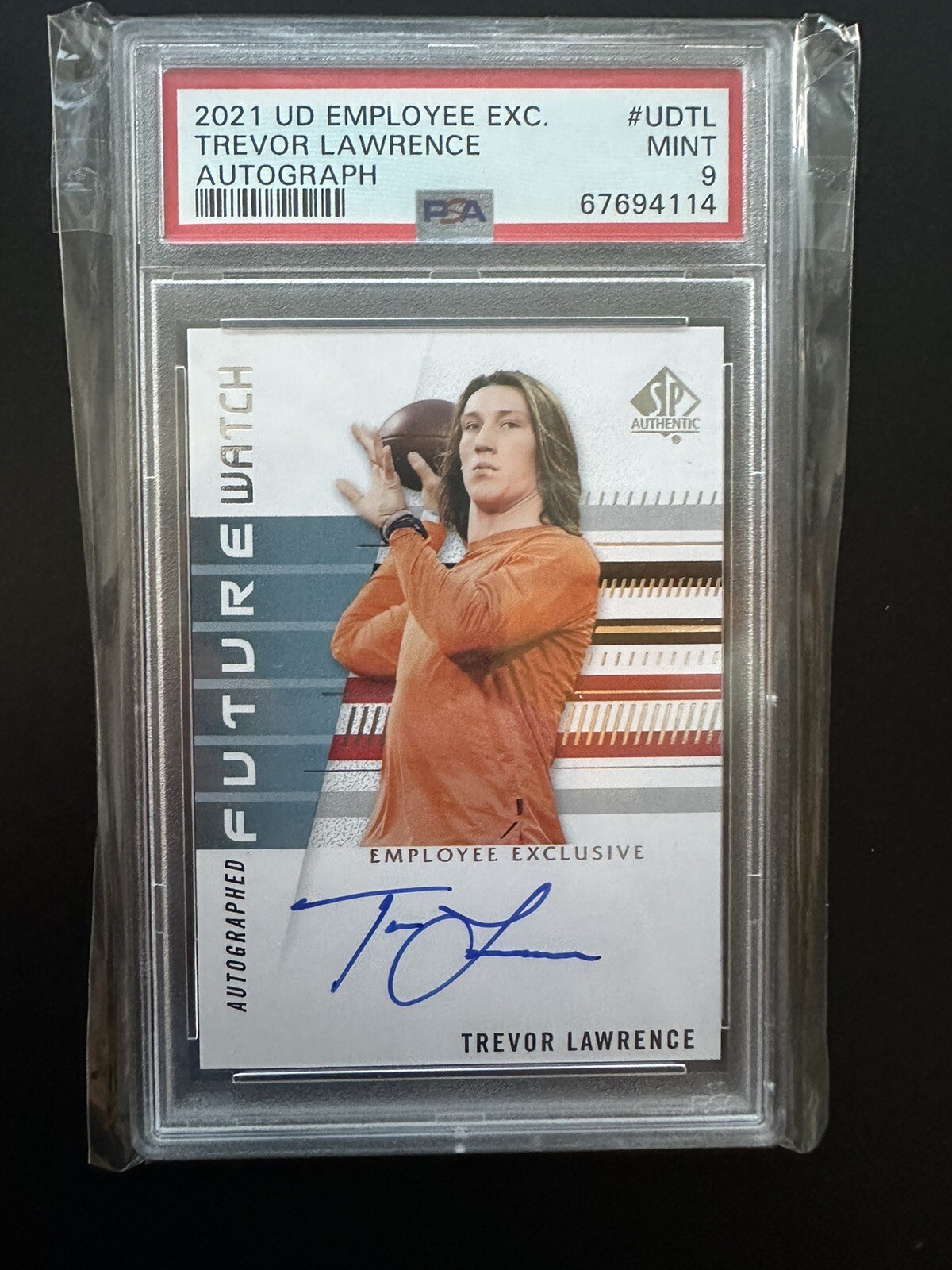 Trevor Lawrence 2021 Upper Deck Employee Exclusive Rookie Auto PSA 9 view 4