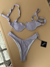 NWT Zaful Bikini Size 4 Swimsuit Lavender Eyelet 2-PC Set