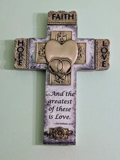 Abbey Gift Faith, Hope, and Love Marriage Wall Cross with Bible Verse Wedding...