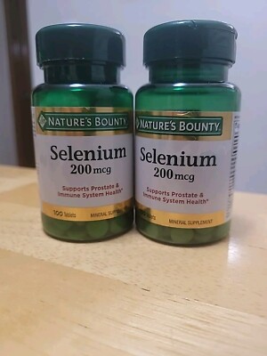 Lot (2) NATURE'S BOUNTY SELENIUM 200 MCG 200 tablets Exp 2026 And 2027