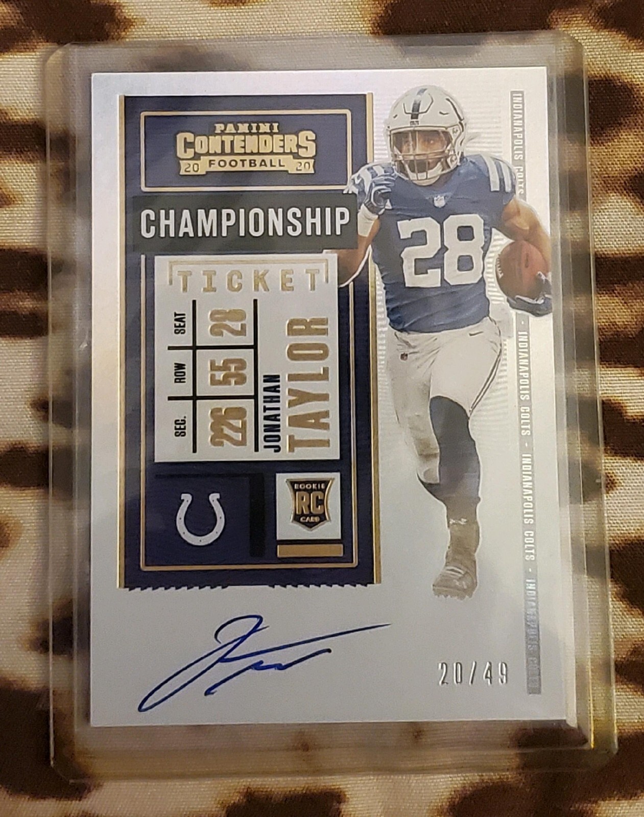 2020 JONATHAN TAYLOR CONTENDERS RC ROOKIE AUTO /49 CHAMPIONSHIP TICKET! MINT!