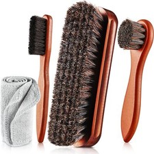 4 Pcs Horsehair Shoe Polish Brushes Kit Shoes Boots Cleaning Dauber Applicator