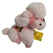 24k Polar Puff Plush Dog Stuffed Animal Poodle Black Pink 10" W/Tags VTG 1985
