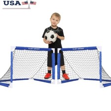 Kids Soccer Goal Set of 2 Portable Lightweight Indoor Outdoor Sports Toys New