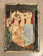 RUTH FAKTOR :: MCM 8”x 5 1/2” ART TILE “Wedding Chuppah” Listed Artist ISRAEL