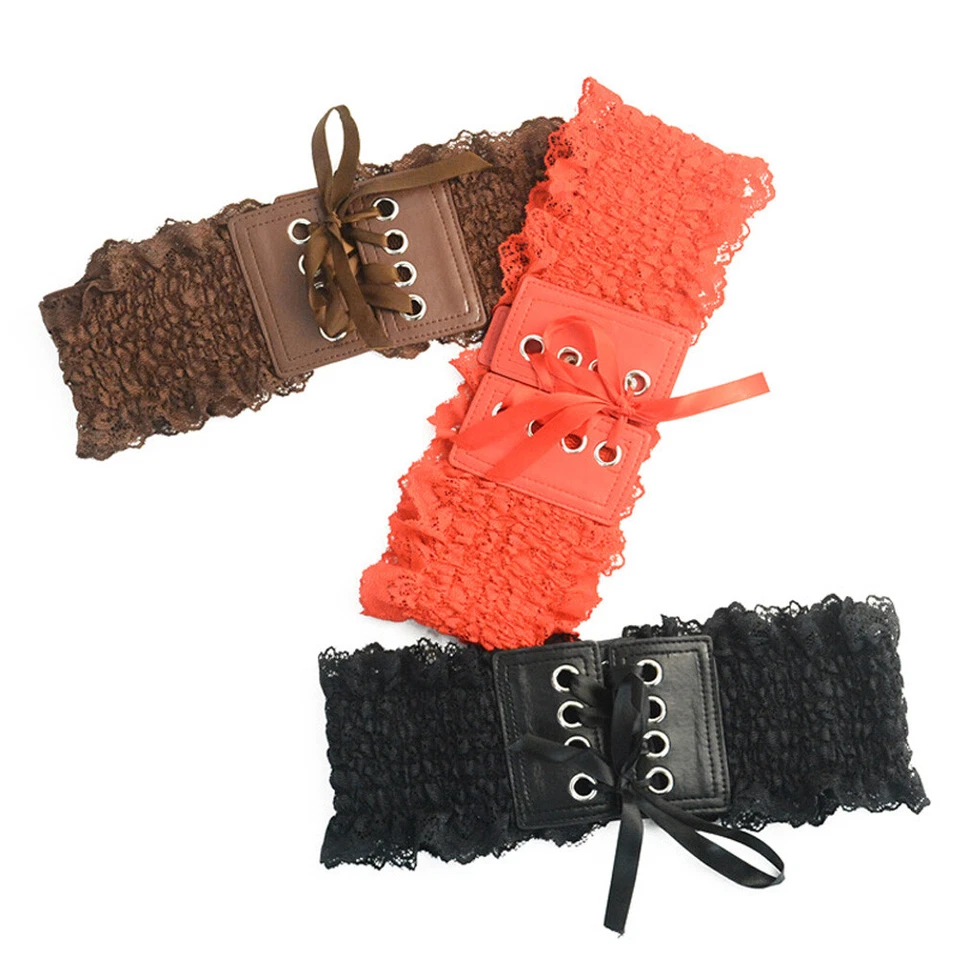 Frauen breiter Gürtel Quasten Schleife Schnalle Kleid Korsett Dehnbar Bund - Bild 4 von 4